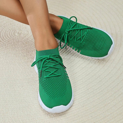 Lightweight Soft Sole Sneakers for Women Autumn Green Breathable Mesh Flats Woman Comfort Slip On Running Shoes Female