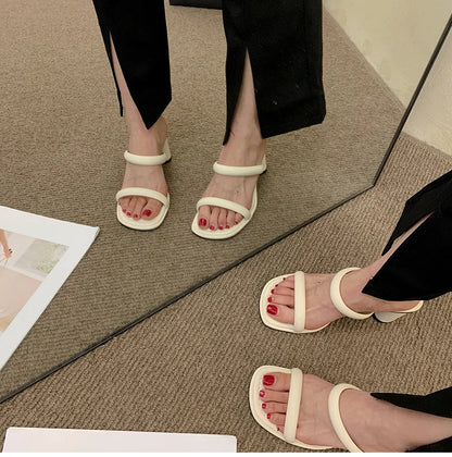 Futurecen 2024 Summer Slides Open Toe Women Slipper Fashion Female Outdoor Thick Heel Sandal Slip On Beach Slides Sexy Pumps