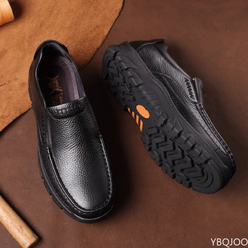 Genuine Leather Shoes Men Loafers Soft Cow Leather Men Casual Shoes New Male Footwear Black Brown Slip-on