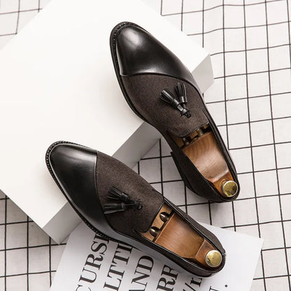 Men Business Dress Casual Fashion Elegant Formal ShoesSlip-on Evening Dress Loafers Party Tassel Leather Shoes Wedding Shoes