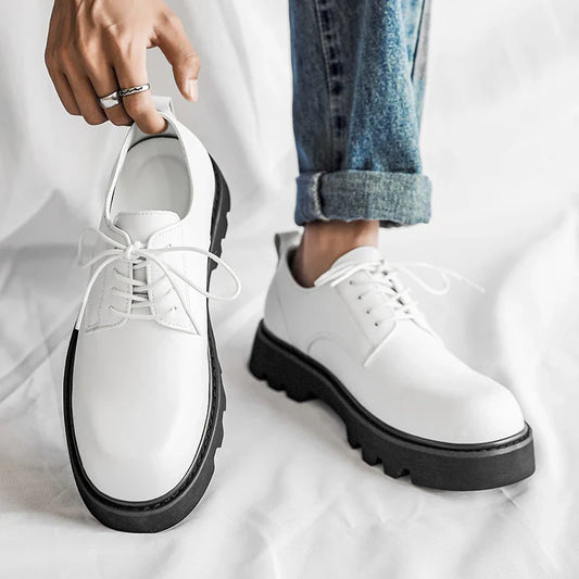 Man Japan Harajuku Korean Office Fashion White Business Wedding Leather Shoe Men Platform Streetwear Vintage Casual Cargo Shoes