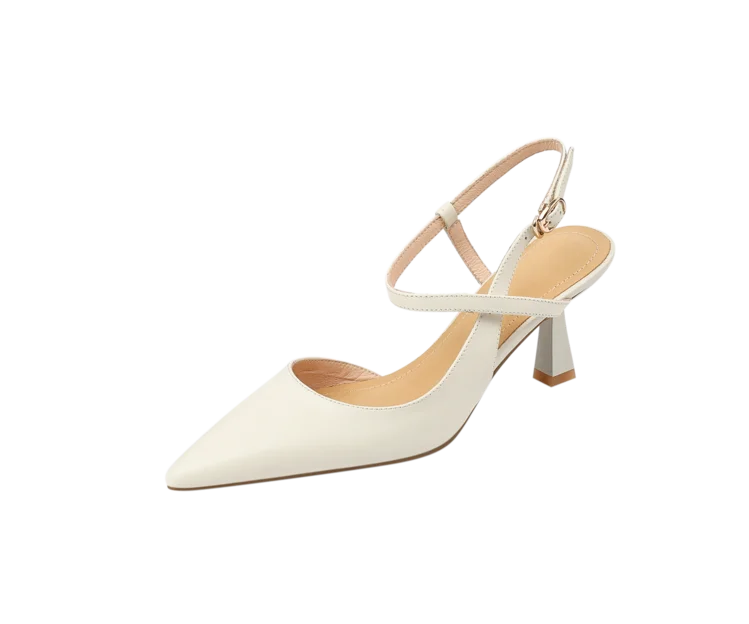 Summer Women Shoes Pointed Toe Thin Heel Women Sandals Genuine Leather Shoes for Women Slingback Elegant High Heels Party Shoes