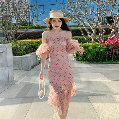 Summer Polka Dot Midi Wrap Dress Women Long Elegant Bodycon Casual Dresses for Wedding Guest Bridesmaid Birthday Prom