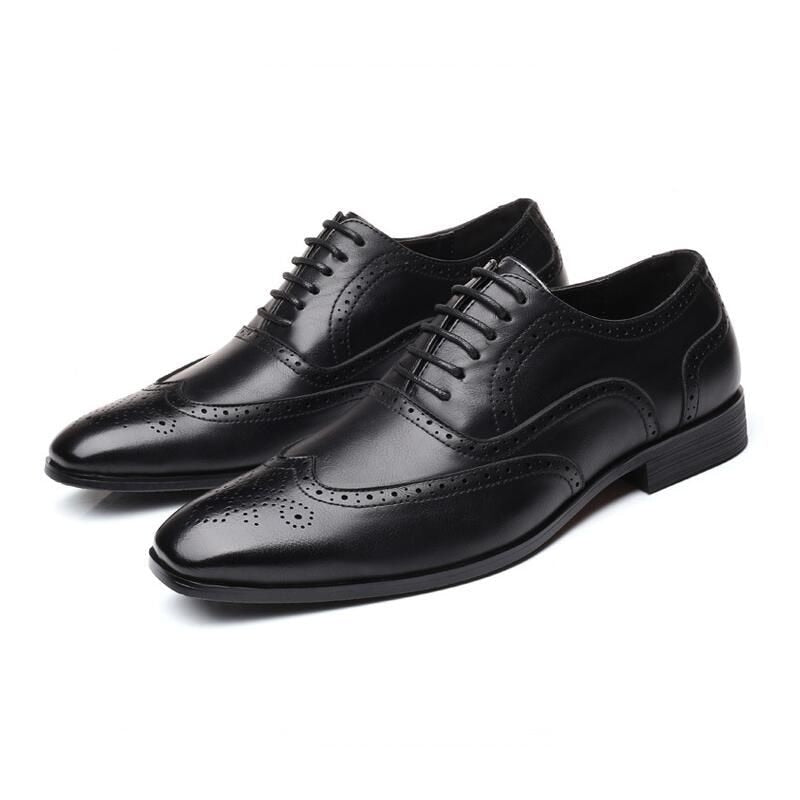 Men's Classic Retro Brogue Shoes Mens Lace-Up Leather Dress Business Office Flats Men Wedding Party Oxfords EUR Sizes 38-48