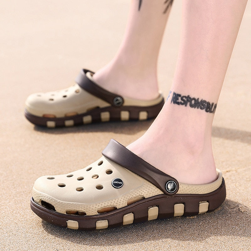 Garden Clogs Women Men Thick Platform Beach Slides Holiday Sandal Non-Slip Flip Flops Indoor Outside Wear Cut Cartoon Hole Shoes