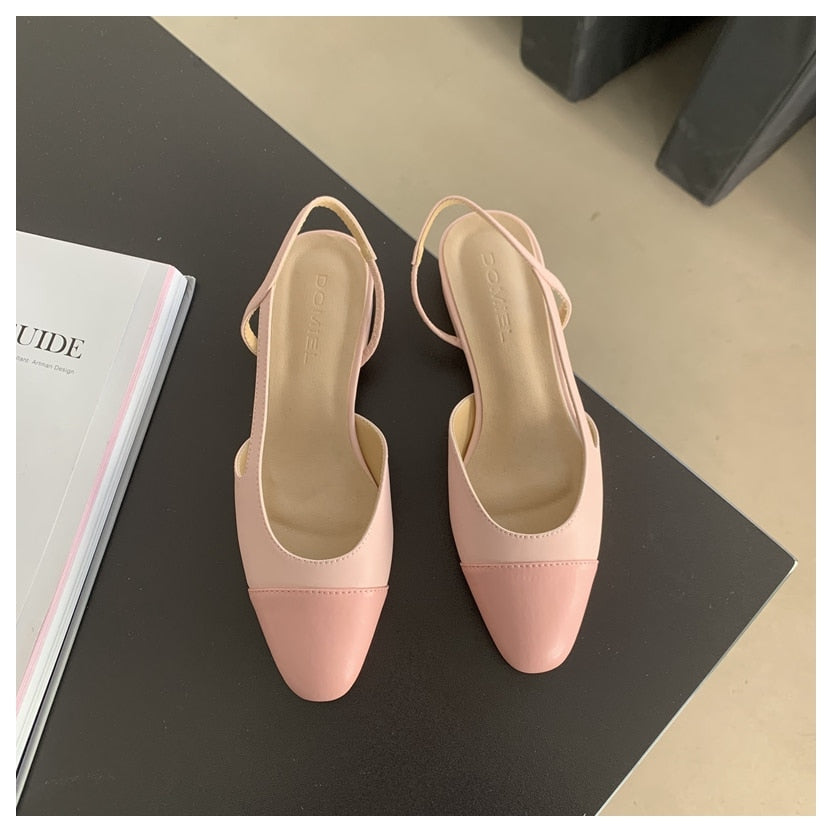 Classic Elegant Mixed Color Slingback Sandals Women Elastic Band Back Strap Flat Ballet New Design Shoes Brand Mule Office