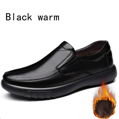 Men's Genuine Leather+Microfiber Leathe shoes 38-47 Soft Anti-slip Rubber Loafers Man Casual Leather Shoes