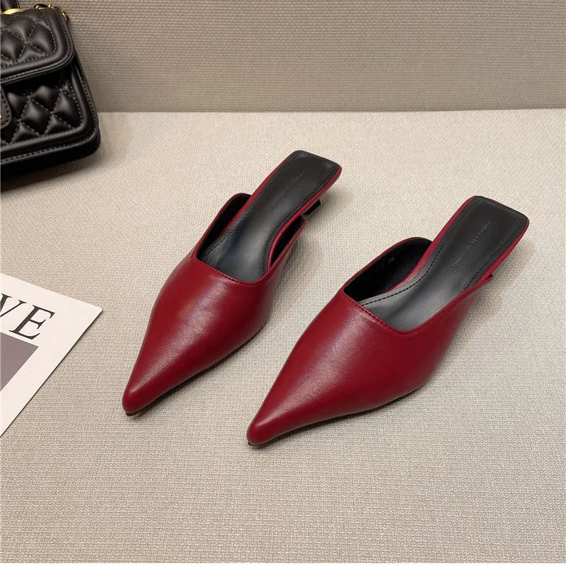 binfenxie Designer Women Pointed Toe Mules Slippers Fashion Shallow Slip On Slides Shoes Ladies Elegant Outdoor Low Heel Shoes