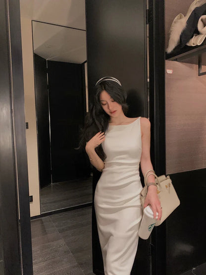 New Bodycon Midi Dress Women Backless Summer Sexy Club Dresses Elegant Sleeveless Spaghetti Strap Party Dress