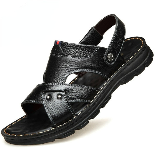 Men Genuine Leather Sandals Shoes Sale Waterproof Slip On Casual Cow Leather Male Soft Men's Sandals Sole Summer Slippers