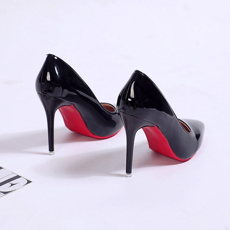 Nightclub High Heel Pointed Toe Stiletto Red Bottom Fashion Women's Shoes Shallow High Heels Red Bottom High Heels  Lolita Shoes