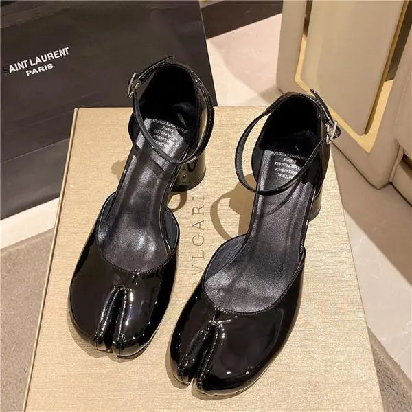 Women's Shoes With Straps Mary Jane Casual Heels Sandals Ladies Round Toe Patent Leather Buckle Lolita Comfortable Retro African