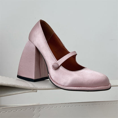 Pink Mary Jane Pumps Woman Super High Heels Shoes Leather Casual Shoes For Women Thick Heeled Shoes Ladies Elegant Lolita Shoes