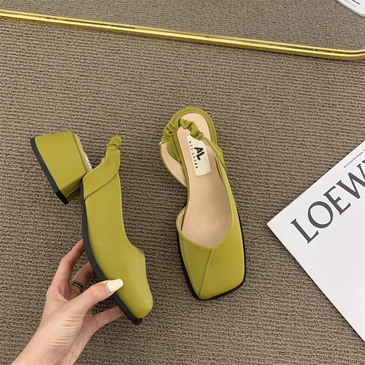 Autumn Thick Heel Baotou Sandals Mary Jane Sandals for Women Shoes Fashion Chunky Heels Square Toe Dress Comfortable Sandals