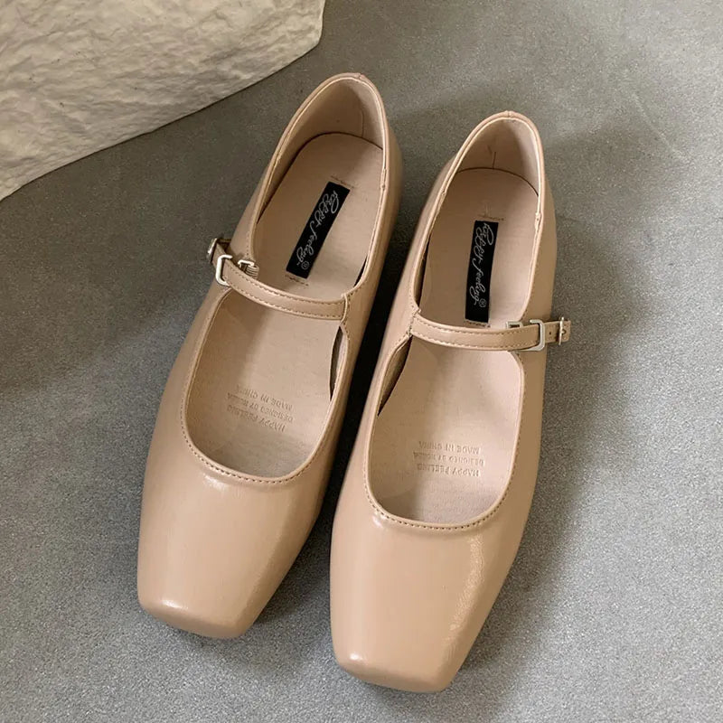 binfenxie  -   Summer New Brand Women Sliver Flats Fashion Square Toe Shallow Mary Jane Shoes Soft Casual Ballet Shoes Slingback Shoes