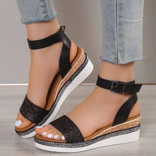 Strap Wedge Sandals for Women Summer High Heel Open Toe Buckle Gladiator Shoes Woman Non Slip Platform Sandals Female