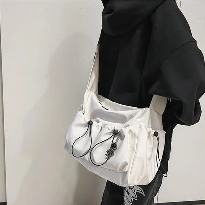 binfenxie Fashion brand literary youth shoulder bag solid color lovers versatile work clothes bag