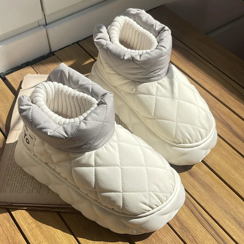 White Waterproof Snow Boots Women 2023 Winter Warm Thicken Plush Lined Cotton Shoes Woman Thick Bottom Platform Ankle Boots