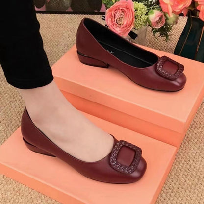 Women Flats Shoes Casual Solid Color Slip On Lady Square Heel High Quality Comfort Party Wedding Office Shoes Zapatos Mujer