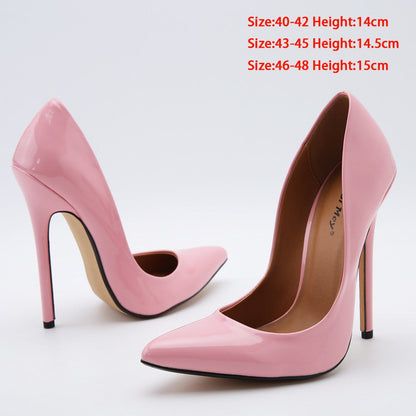 Office High Heels Big Size 48 Women Pumps Stilleto 10/13/15cm Fetish Heeled Shoes Classic Business Shoes Black Red Pink White