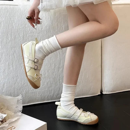 Women Flats Bow Ballet Dance Mary Jane Shoes Summer Sandals Fashion New Brand Dress Designer Casual Shallow Zapatos Mujer