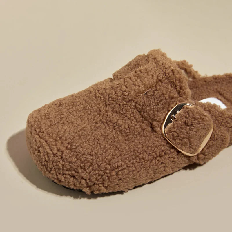 Warm Thicken Lamb Wool Birken Slippers Women 2023 Winter Fur Flat Mules Shoes Woman Brand Designer Thick Bottom Outdoor Slides