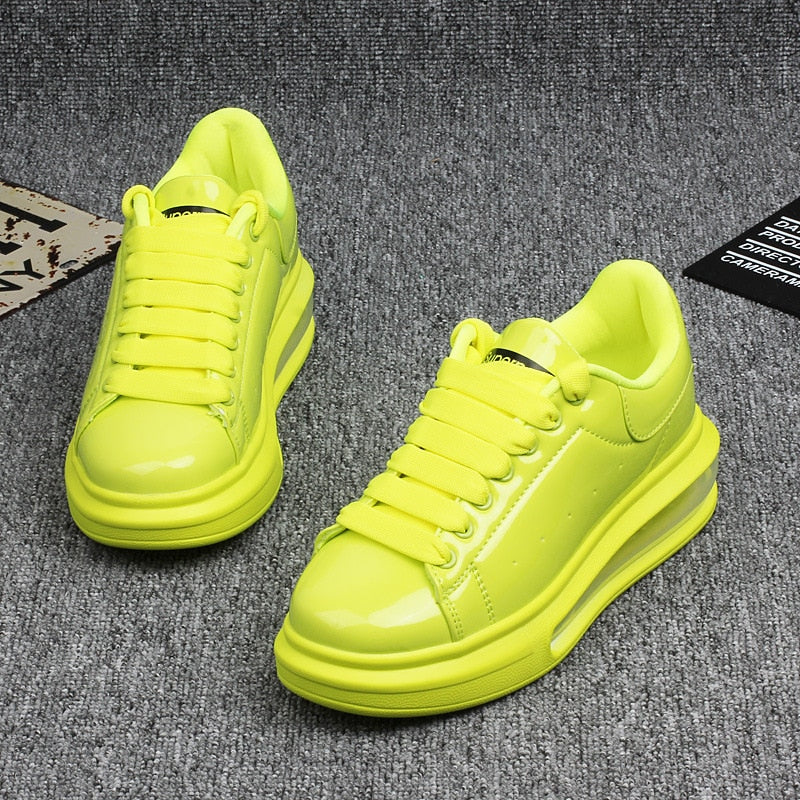 Shiny patent leather small white shoes women's couple models air cushion women's skateboard shoes sneakers women