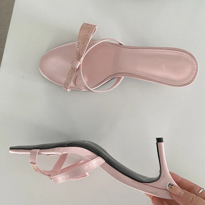 binfenxie Summer Butterfly-knot Woman Slippers Thin Low Heels Narrow Band Street Style Stripper Ladies Shoes Zapatos Mujer