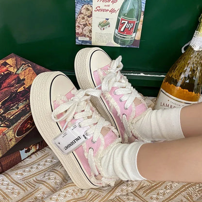 Small Fragrance Canvas  Women Thin Spring New Ins Tide Korean Version Beggar Shoes Small White Shoes Skateboard Shoes