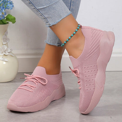 Women's Knitted Breathable Sneakers Lightweight Non Slip Sports Tennis Shoes for Women Autumn Casual Flats