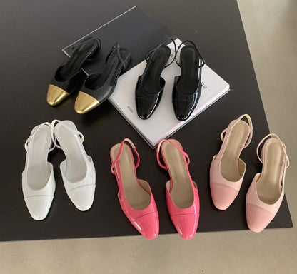 Classic Elegant Mixed Color Slingback Sandals Women Elastic Band Back Strap Flat Ballet New Design Shoes Brand Mule Office