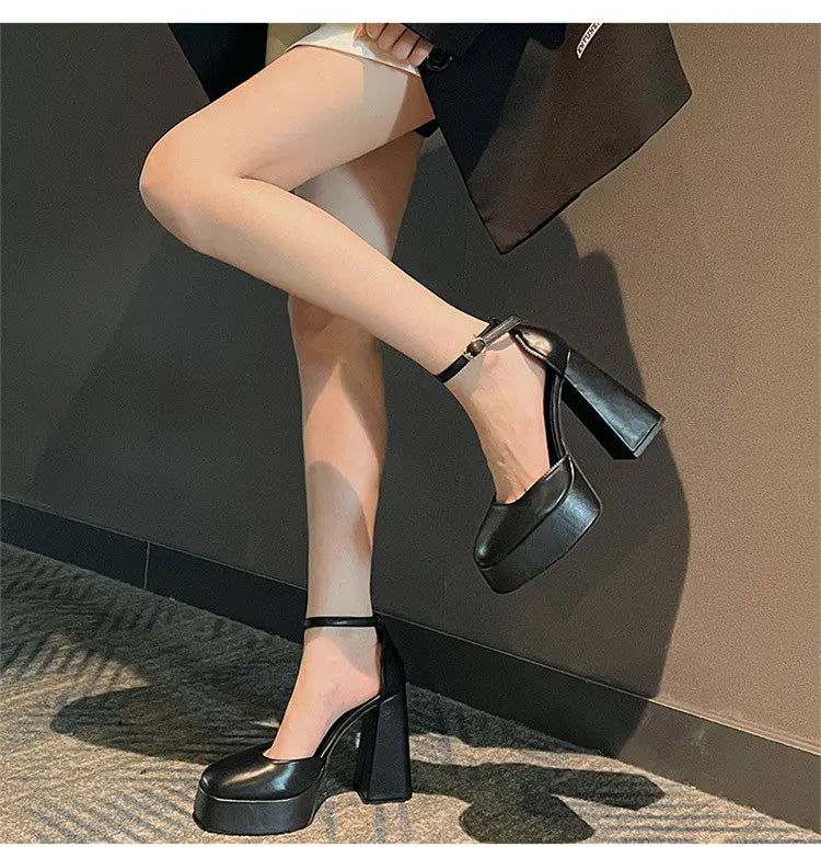 Futurecen Platform High Heels for Women Lolita Mary Janes Shoes autumn New Ladies Round Toe Buckle Strap Pumps Elegant Female Shoes