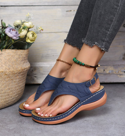 Summer Women Strap Sandals Women's Flats Open Toe Solid Casual Shoes Rome Wedges Thong Sandals Sexy Ladies Shoes