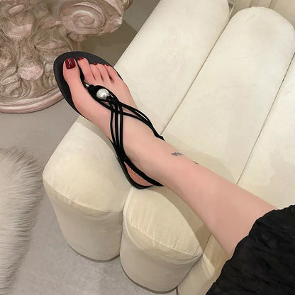 Women's Shoes with Low Heels Summer Diamond Footwear Pvc Plastic Sandals for Woman Flip-flops Black Rhinestones Sandal F H