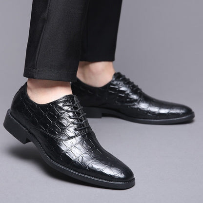 Men Crocodile Grain Leather Shoes Dress Business Office Shoe Mens Wedding Party Derby Shoes Men's Square Toe Flats Sizes 38-48