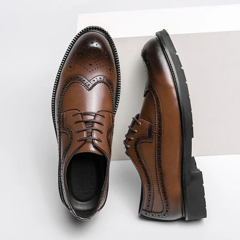 Men's Genuine Leather Shoes Classic Business Office Shoes Lace Up Low Heel Fashion Men's Casual Shoes Luxury Banquet Dress Shoes