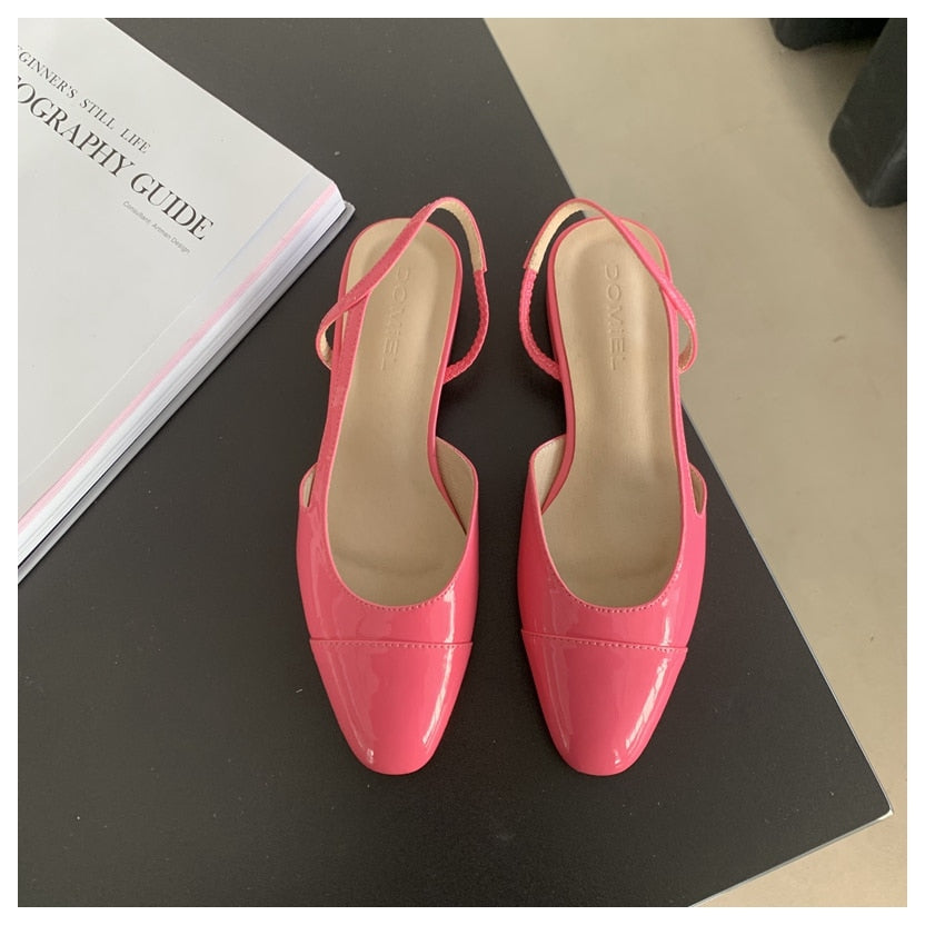 Classic Elegant Mixed Color Slingback Sandals Women Elastic Band Back Strap Flat Ballet New Design Shoes Brand Mule Office