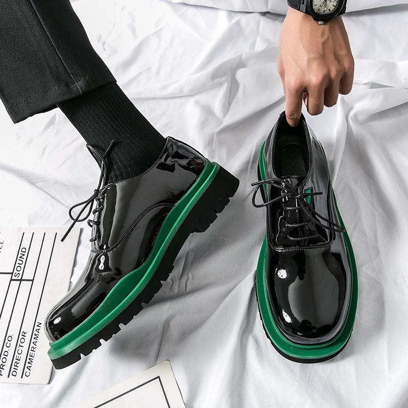 Brand Leather Platform Men's Shoes Fashion Lace-Up Casual Shoe High Quality Thick Sole Formal Oxford Shoes Business Dress Shoes