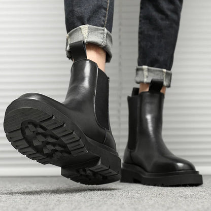 Autumn New Chelsea Boots for Men Black Boots Platform Shoes Fashion Ankle Boots Winter Slip on Men Shoes New Botines Mujer