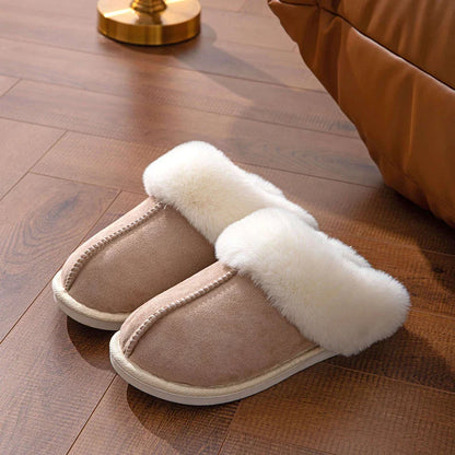 Winter Warm Flat Fur Slippers Women Faux Suede Fluffy Furry Home Slides Woman Comfort Non Slip Indoor Floor Cotton Shoes