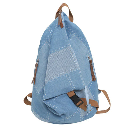 binfenxie New Women Denim Vintage College Backpack Lady Leisure Retro Trendy Female Patchwork Book Bag Fashion Girl Cute Travel School Bag