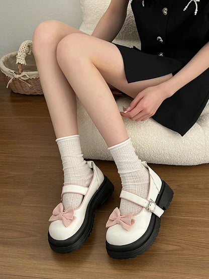 Futurecen Japanese Style Lolita Mary Janes Shoes Women Vintage Sweet Buckle Strap Pumps Shoes Female Casual Bow Korean Designer Shoes