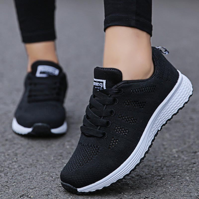 Women Casual Shoes Fashion Walking Mesh Flat Shoes For Women Sneakers  Gym Women Vulcanized Shoes White Black Tennis Female