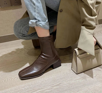 Fashion Style Ankle Boots Women Shoes Zippers Low Heel Bota Ladies Comfort Morder Short Bootties