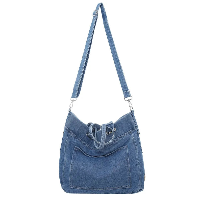 binfenxie Denim Women's Bag New Eco Reusable Ladies Handbags Canvas Shopping Travel Shoulder Bags Unisex Jeans Bag Shoppers