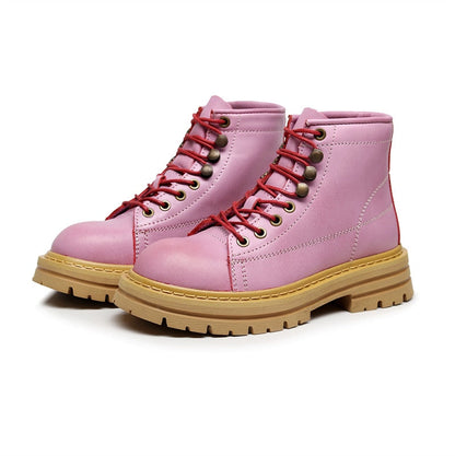 Style Women Martins Boots Purple Pink Girls Outdoor Fashion Martin Shoes High Ankle Trendy Girls Motorcycles Boots