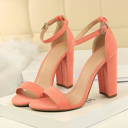 Summer Plus Size 34-43 Woman 9.5cm High Heels Sandals Classic Block Platform Pumps Lady Chunky Burgundy Yellow Nude Shoes