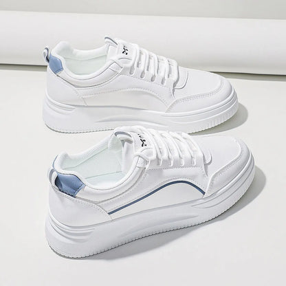 Women New Style Lace Up Casual White Shoes, Sporty Skate Shoes For Outdoor Comfortable and Fashionable Casual Skate Shoes