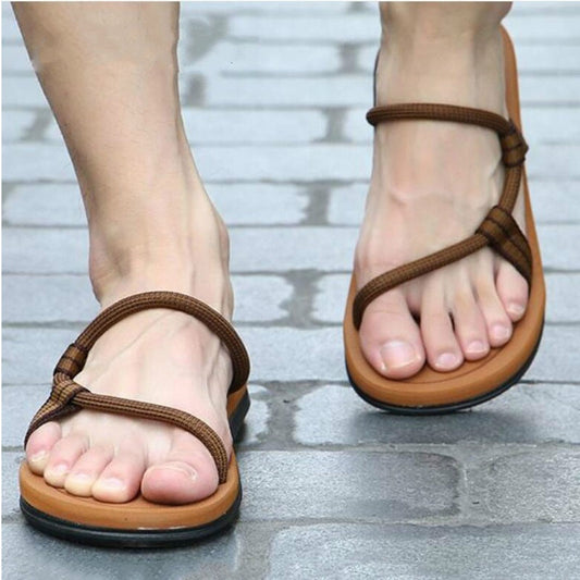 Men Sandals for Male Summer Roman Beach Shoes Flip Flops Slip on Flats Slippers Slides