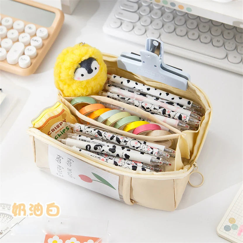 binfenxie Pencil Case Large Capacity Pen Case Estuches Escolares Kalemlik Astuccio Kawaii Productos Japanese Stationery Trousse Cute Bags